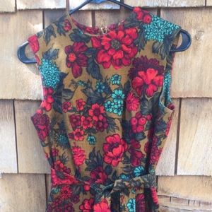 1960s 60s Vintage Fall Autumn Floral Dress